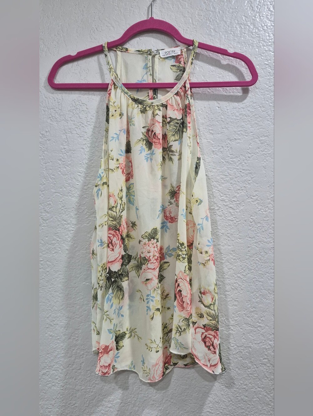 Floral Halter Semishear Top Poetry LA Size M